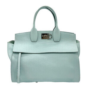 Salvatore Ferragamo Gancini Leather Handbag Shoulder Bag Green